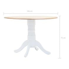 shumee Jedilna miza bela in rjava 106 cm iz trdnega kavčukovca