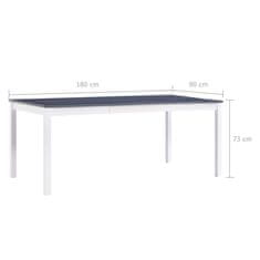 Vidaxl Jedilna miza bela in siva 180x90x73 cm borovina