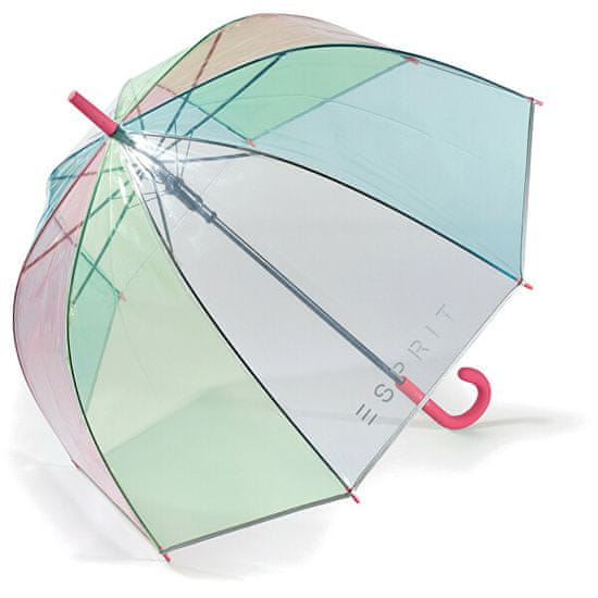 Esprit Umbrella Transparent Long AC Domeshape Rainbow 53161 roza