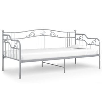 Vidaxl Posteljni okvir siv kovinski 90x200 cm