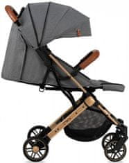 MoMi Estelle otroški voziček, z zlatim okvirjem, siv