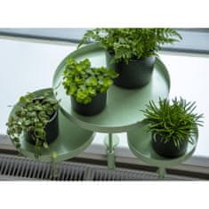 Greatstore Esschert Design Pladenj za rastline z nosilcem, okrogel, zelen, L