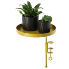 Greatstore Esschert Design Pladenj za rastline z nastavkom, okrogel, zlat, velikost L