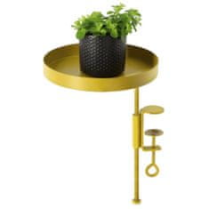 Greatstore Esschert Design Pladenj za rastline z nastavkom, okrogel, zlat, velikost M