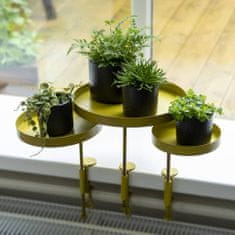 Vidaxl Esschert Design Pladenj za rastline z nastavkom, okrogel, zlat, velikost S