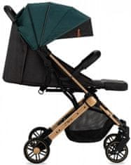MoMi Estelle otroški voziček, z zlatim okvirjem, zelen