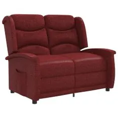 shumee 2-sedežni zložljivi masažni fotelj, vinsko rdeča barva, tkanina