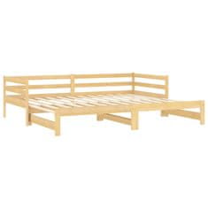 Vidaxl Izvlečna dnevna postelja trdna borovina 2x(90x200) cm