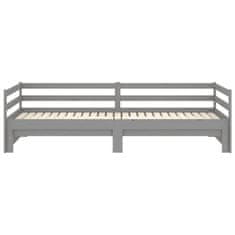 Vidaxl Izvlečna dnevna postelja siva trdna borovina 2x(90x200) cm