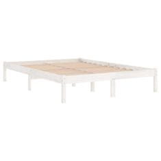 Greatstore Posteljni okvir bel iz trdne borovine 135x190 cm UK Double