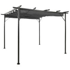 Vidaxl Pergola z zložljivo streho antracitna 3x3 m jeklo 180 g/m2