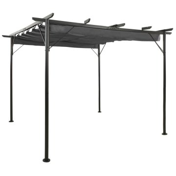 Vidaxl Pergola z zložljivo streho antracitna 3x3 m jeklo 180 g/m2