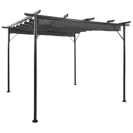 Vidaxl Pergola z zložljivo streho antracitna 3x3 m jeklo 180 g/m²