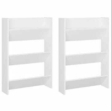 Vidaxl Stenska omara za čevlje 2 kosa bela 60x18x90 cm iverna plošča