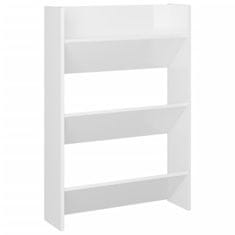 Vidaxl Stenska omara za čevlje 2 kosa visok sijaj bela 60x18x90 cm