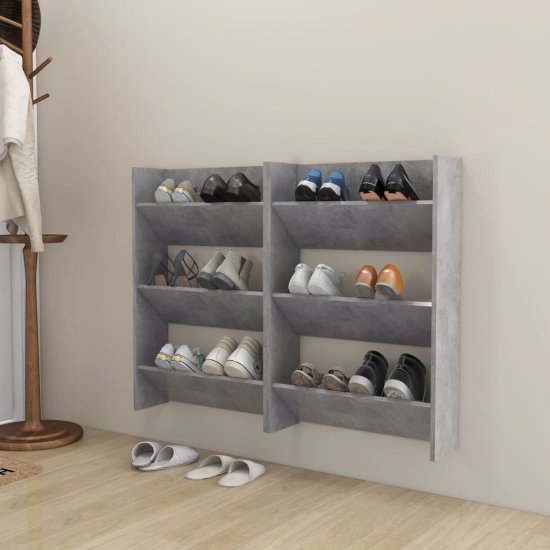 Vidaxl Stenska omara za čevlje 2 kosa betonsko siva 60x18x90 cm