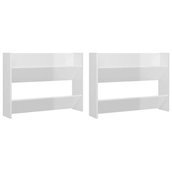 Vidaxl Stenska omarica za čevlje 2 kosa bela 80x18x60 cm iverna plošča