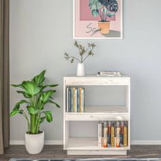 Vidaxl Knjižna omara bela 60x35x71 cm trdna borovina
