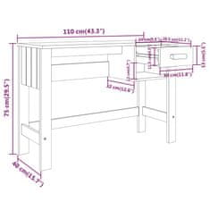 Vidaxl Pisalna miza temno siva 110x40x75 cm trdna borovina