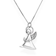 Amen Očarljiva srebrna ogrlica s cirkoni Angels A5BB (verižica, obesek)