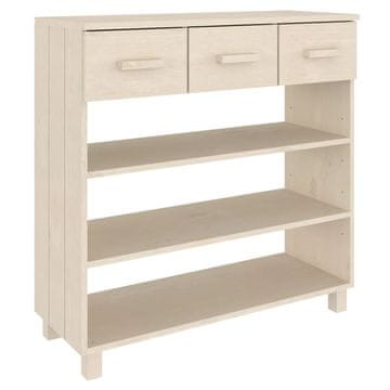 Vidaxl Konzolna mizica HAMAR medeno rjava 90x35x90 cm trdna borovina
