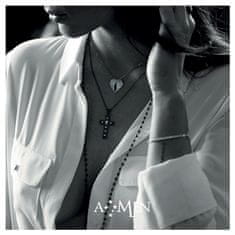 Amen Brezčasna srebrna ogrlica s črnimi kristali Romance CLBN (Dolžina 45 cm)