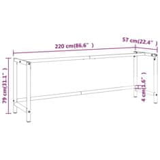 Greatstore Okvir za delovno mizo mat črn in mat rdeč 220x57x79 cm kovinski