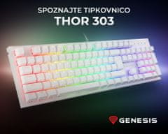 Thor 303 tipkovnica, gaming, mehanska, RGB, LED osvetlitev, Anti-ghosting, F1 - F12, aplikacija, bela