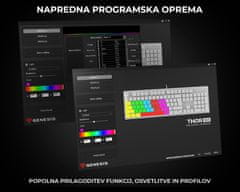 Thor 303 TKL gaming tipkovnica, mehanska, RGB LED osvetlitev, Anti-Ghosting, F1 - F12, aplikacija, bela