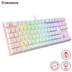 Genesis Thor 303 TKL gaming tipkovnica, mehanska, RGB LED osvetlitev, Anti-Ghosting, F1 - F12, aplikacija, bela