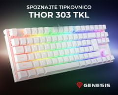 Thor 303 TKL gaming tipkovnica, mehanska, RGB LED osvetlitev, Anti-Ghosting, F1 - F12, aplikacija, bela