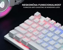 Thor 303 TKL gaming tipkovnica, mehanska, RGB LED osvetlitev, Anti-Ghosting, F1 - F12, aplikacija, bela