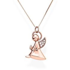 Amen Očarljiva bronasta ogrlica s cirkoni Angels A5RB (verižica, obesek)