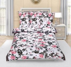 Bombažna posteljnina - 140x200, 70x90 cm - Rose rose pink, siva