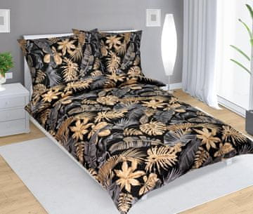 Bombažno posteljno perilo - 140x220, 70x90 cm - Monstera