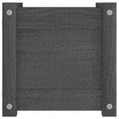 Vidaxl Vrtno cvetlično korito sivo 31x31x31 cm trdna borovina