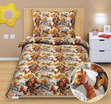 Bombažno posteljno perilo Junior - 140x200, 70x90 cm - Horse