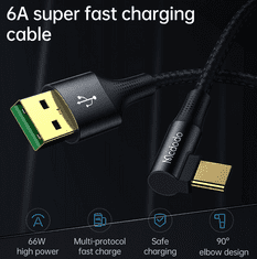 Mcdodo Mcdodo telefonski kabel, USB - USB tip C, 1,8 m črn CA-1221