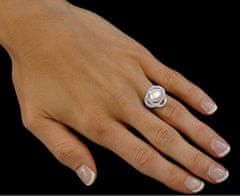 Silvego Laguna srebrni prstan s pravim naravnim belim biserom LPS0044W (Obseg 53 mm)