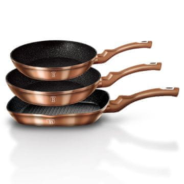 shumee Set 3 granitnih ponv 20/24/28cm BERLINGER HAUS Metallic Line Rosegold BH-1279-Nf