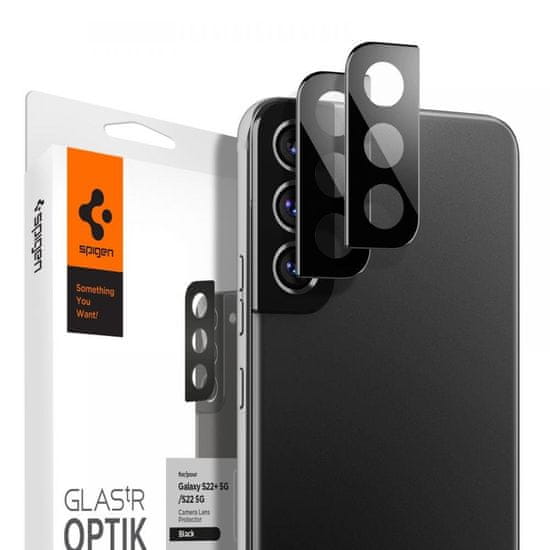 Spigen Optik.Tr 2x zaščitno steklo za kamero Samsung Galaxy S22 / S22 Plus, črna