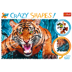 Trefl Tiger Attack Puzzle / 600 kosov, nore oblike