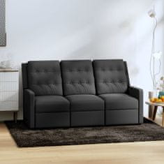 shumee 3-sedežni zložljivi masažni fotelj, temno sive barve, oblazinjen s tkanino