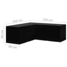 Greatstore Pokrivali za vrtno pohištvo L-oblike 12 obročkov 250x250x90 cm