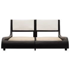 Vidaxl Posteljni okvir LED črno in belo umetno usnje 140x200 cm
