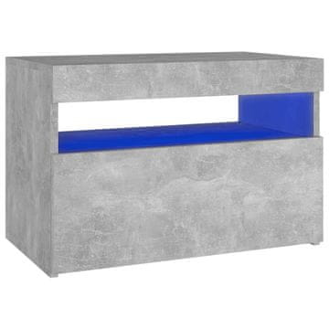 Vidaxl Nočna omarica z LED lučkami betonsko siva 60x35x40 cm