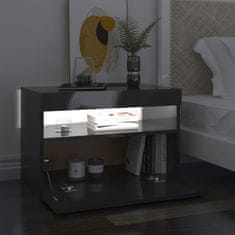 Vidaxl Nočna omarica z LED lučkami 2 kosa visok sijaj siva 60x35x40 cm