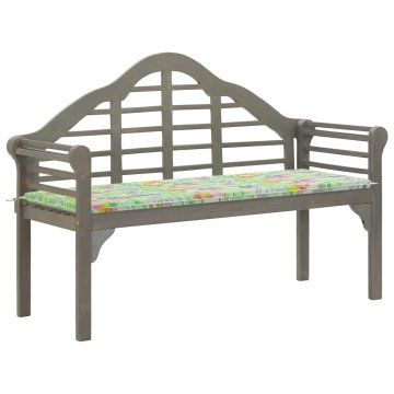 Vidaxl Vrtna klop z blazino 135 cm trden akacijev les siva