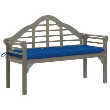 Vidaxl Vrtna klop z blazino 135 cm trden akacijev les siva