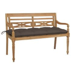 Vidaxl Klop Batavia s taupe blazino 120 cm trdna tikovina